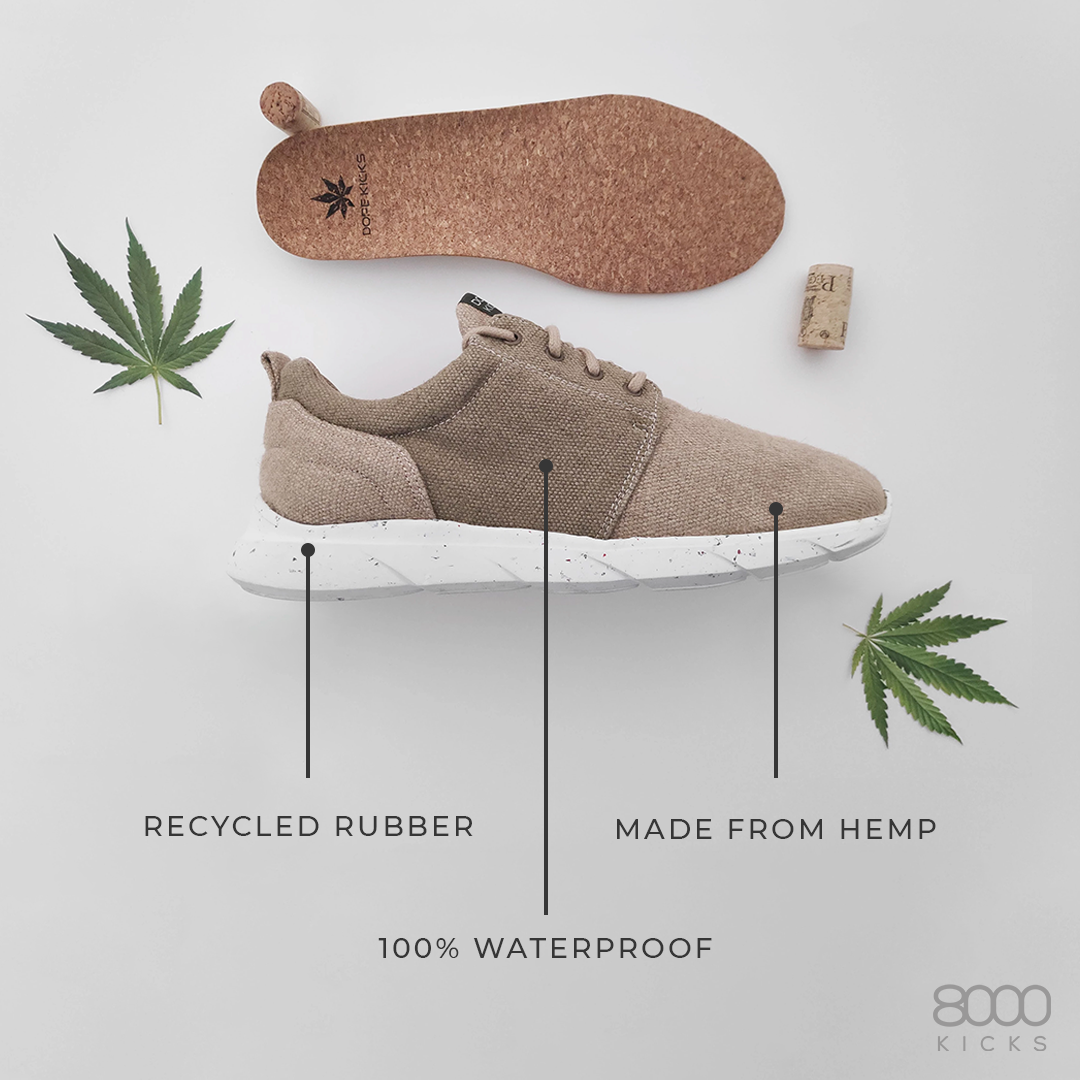 Scarpa color Bage impermeabile realizzata con canapa e gomma riciclata