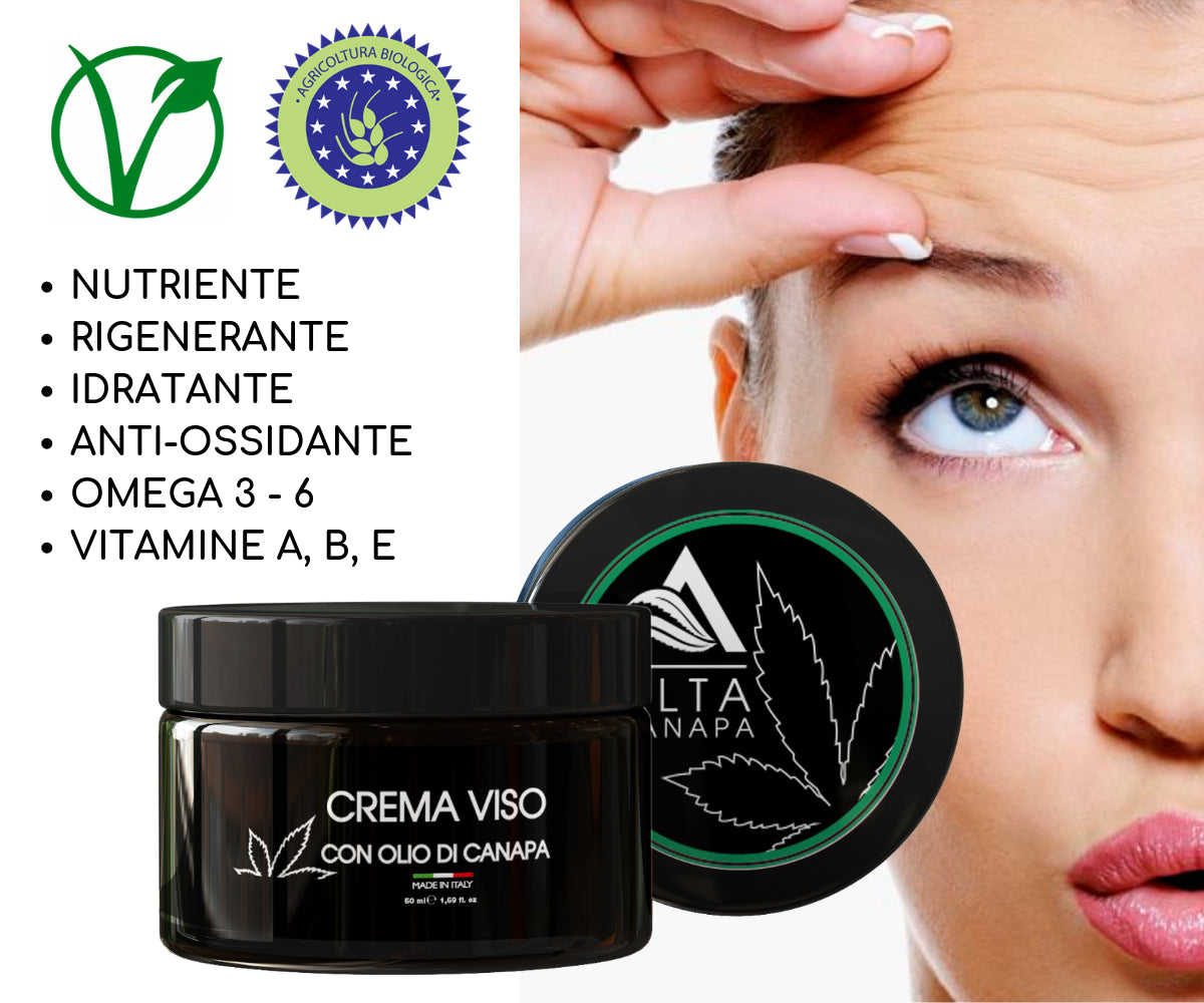 CREMA VISO ANTI-AGE OLIO DI CANAPA | 50 ML | NUTRIENTE RIGENERANTE - mamamary