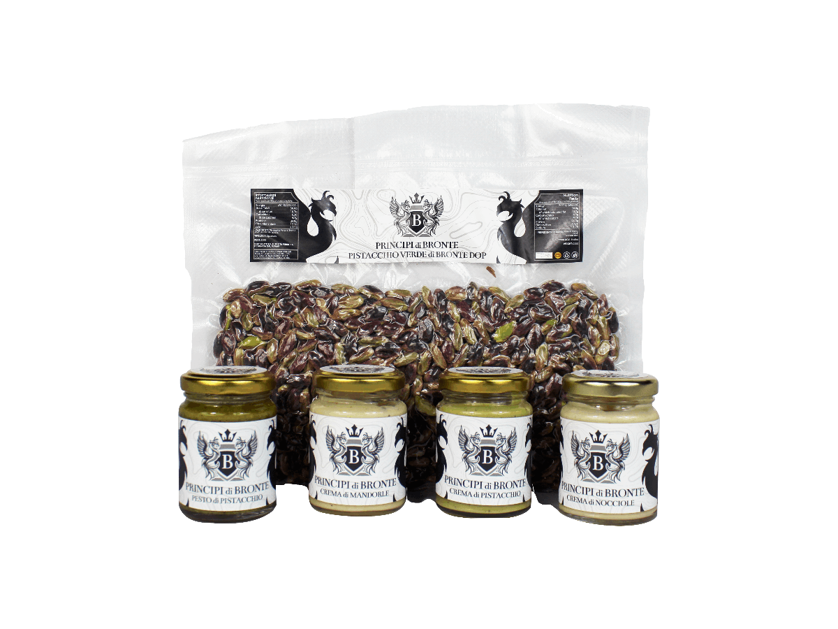 Combo box pistacchio sgusciato 200g più 4 boccette - mamamary