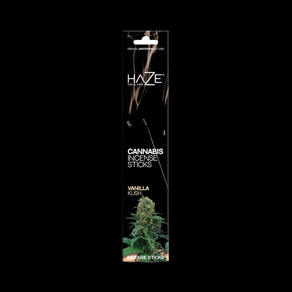 Box of vanilla kush cannabis scented incense sticks