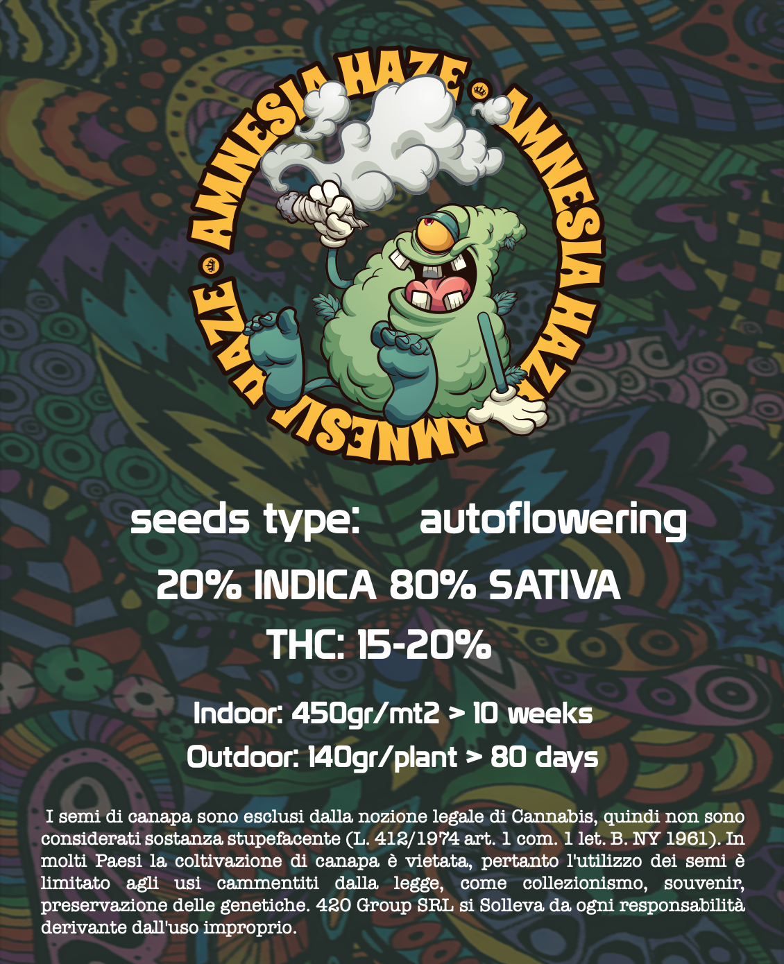 Amnesia Haze Semi di Cannabis Femminizzati THC Auto Seeds | THC 15-20% - MamaMary