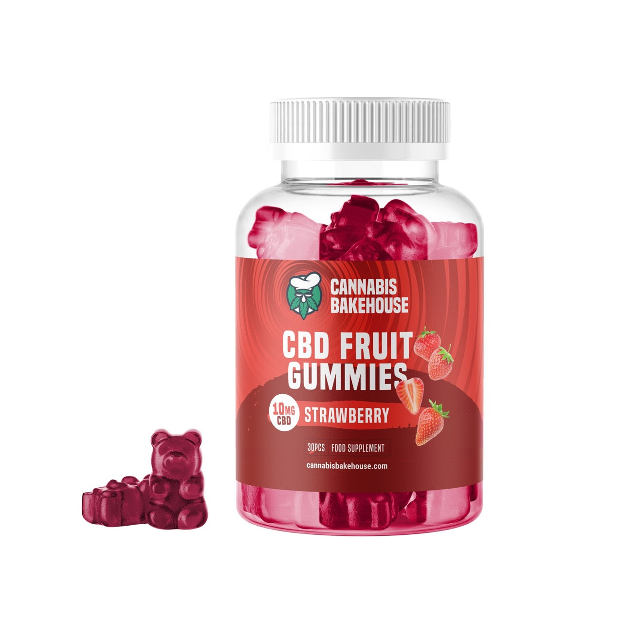 CBD Gummy Bears Strawberry Flavor (30 pcs / 10mg CBD per Gummy) - mamamary