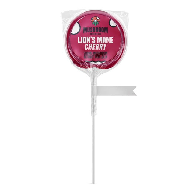 Mushroom Bakehouse Lion’s Mane Lollypops Cherry (200mg mushroom extract per lolly) - mamamary