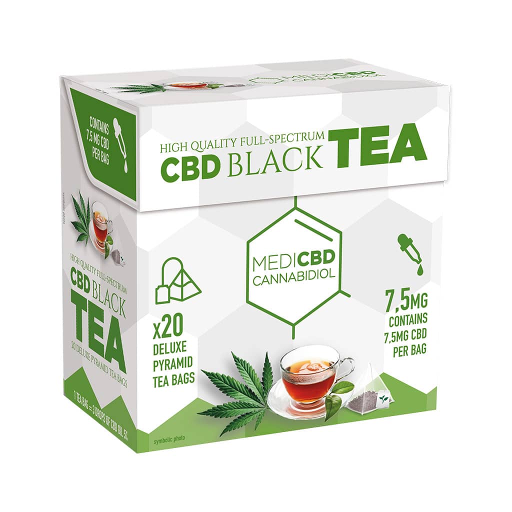 Tè nero MediCBD (scatola di 20 bustine di tè piramidali) – 7,5 mg CBD - mamamary