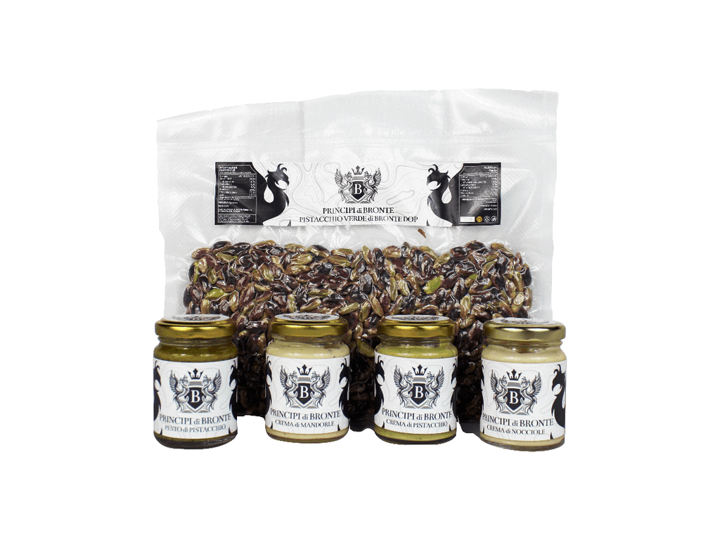Combo box pistacchio sgusciato 200g più 4 boccette - mamamary